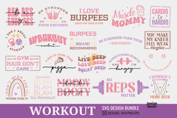 Download Workout Motivation Retro Pink SVG Bundle - Workout Collection